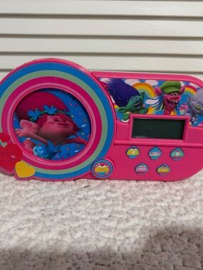 Trolls Pink Alarm Clock with Rainbow Accents